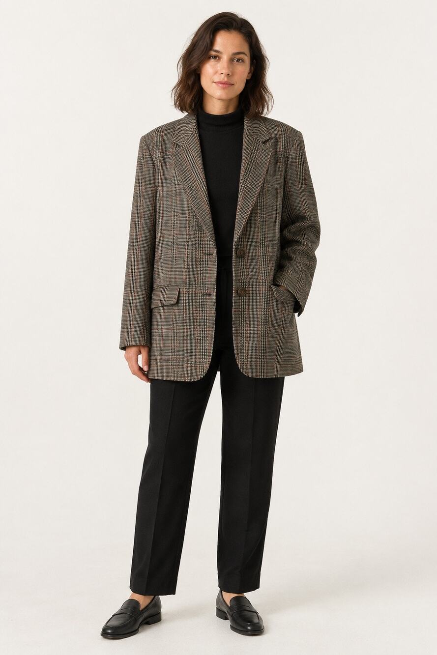 Ann Taylor Vintage Plaid Wool Blazer Multicolor Size 10